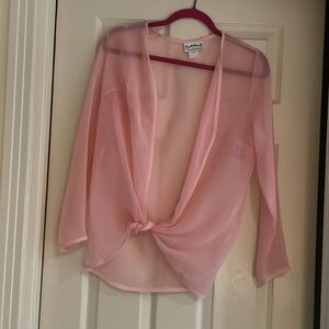 Pink Sheer Tie Boho Blouse